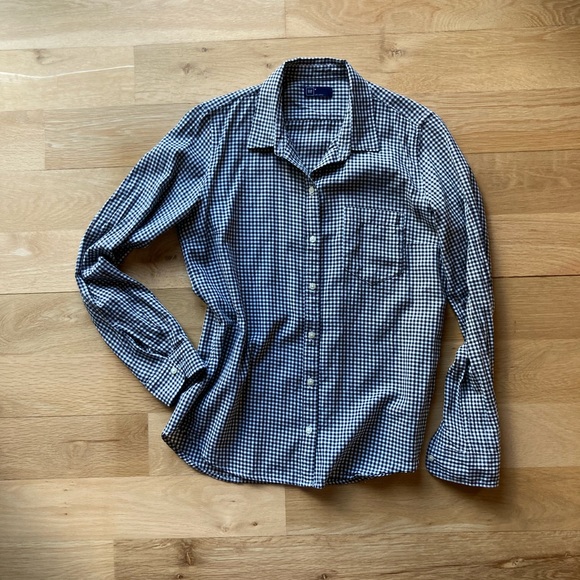 GAP Black & White Gingham Light weight button down shirt M EUC - Picture 1 of 8